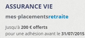 De 150 € à 200 € offerts sur le contrat Mes-PlacementsRetraite